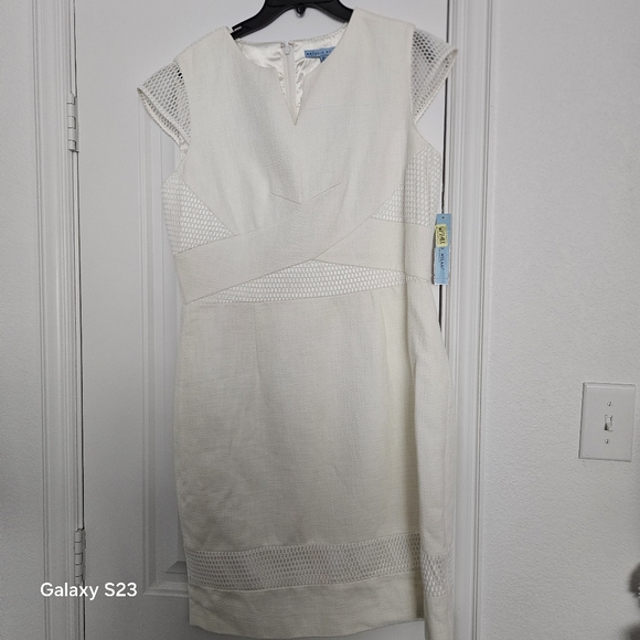 White Dress with Mesh Inserts by Antonio Melani - Picture 2 of 8